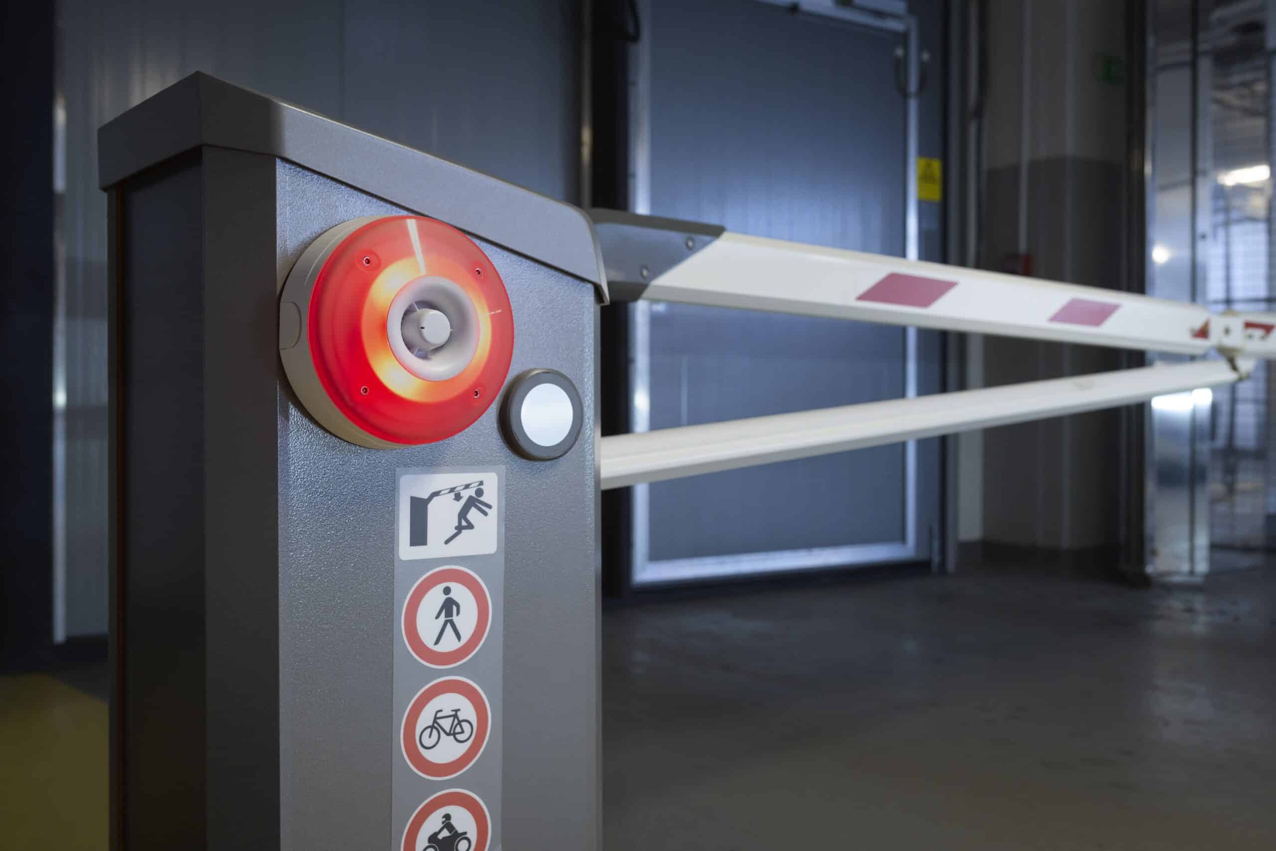 security barrier with warning lights