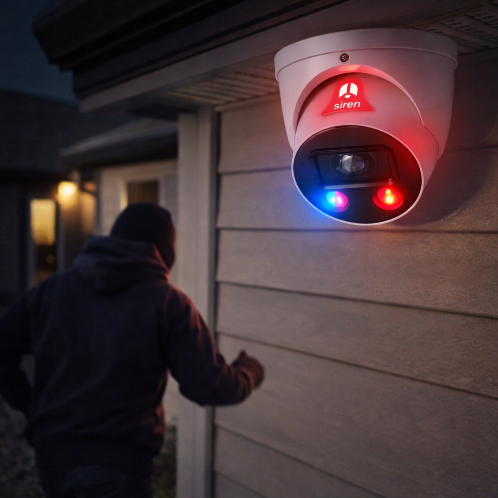 cctv camera and burglar outside gta home