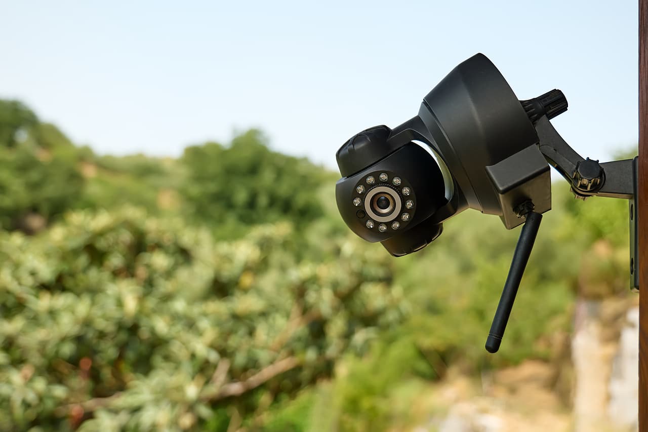 outdoor security camera on mount