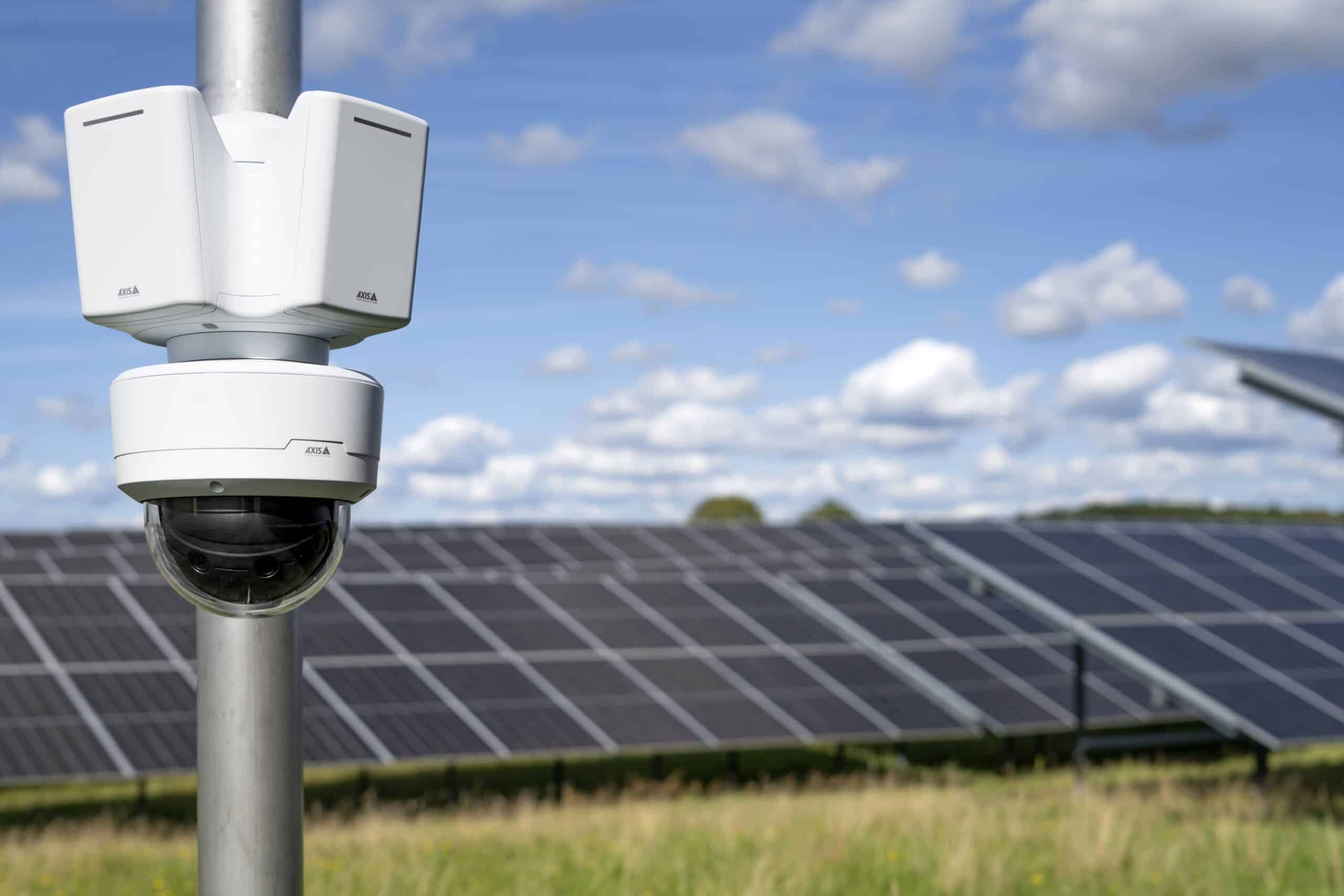 security camera near solar panels