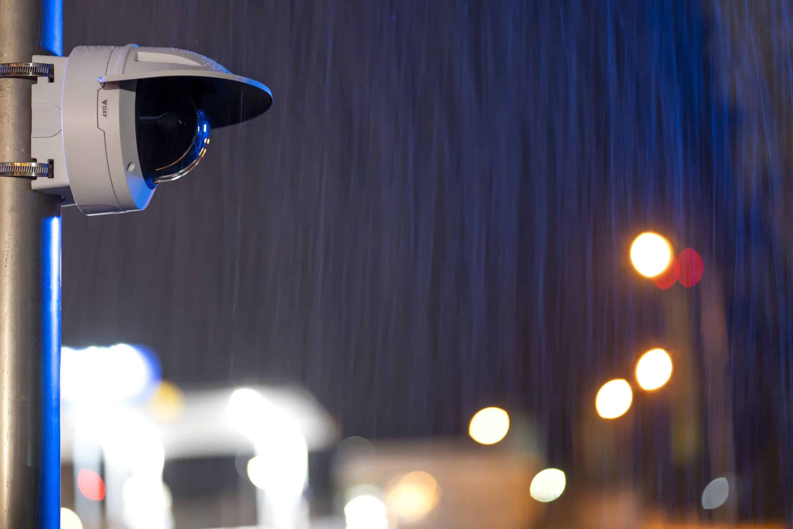 surveillance camera in the rain