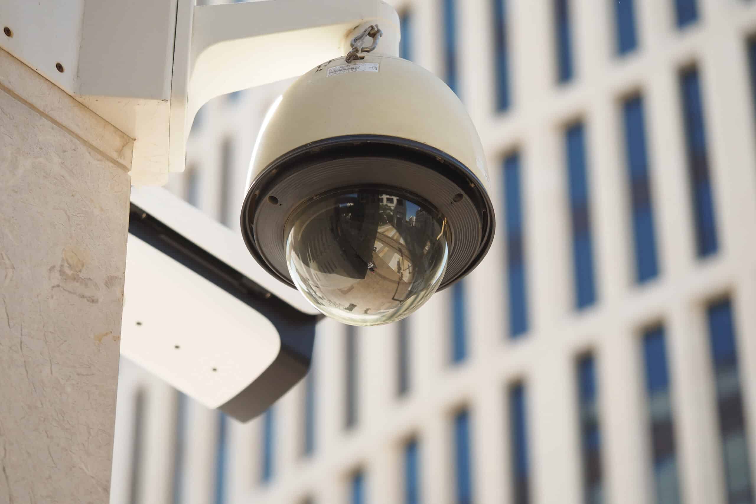 surveillance camera on building exterior