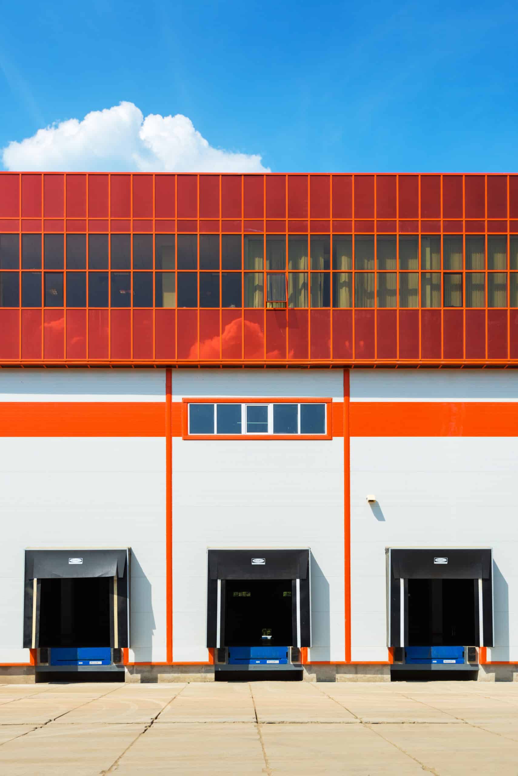 warehouse loading docks with windows